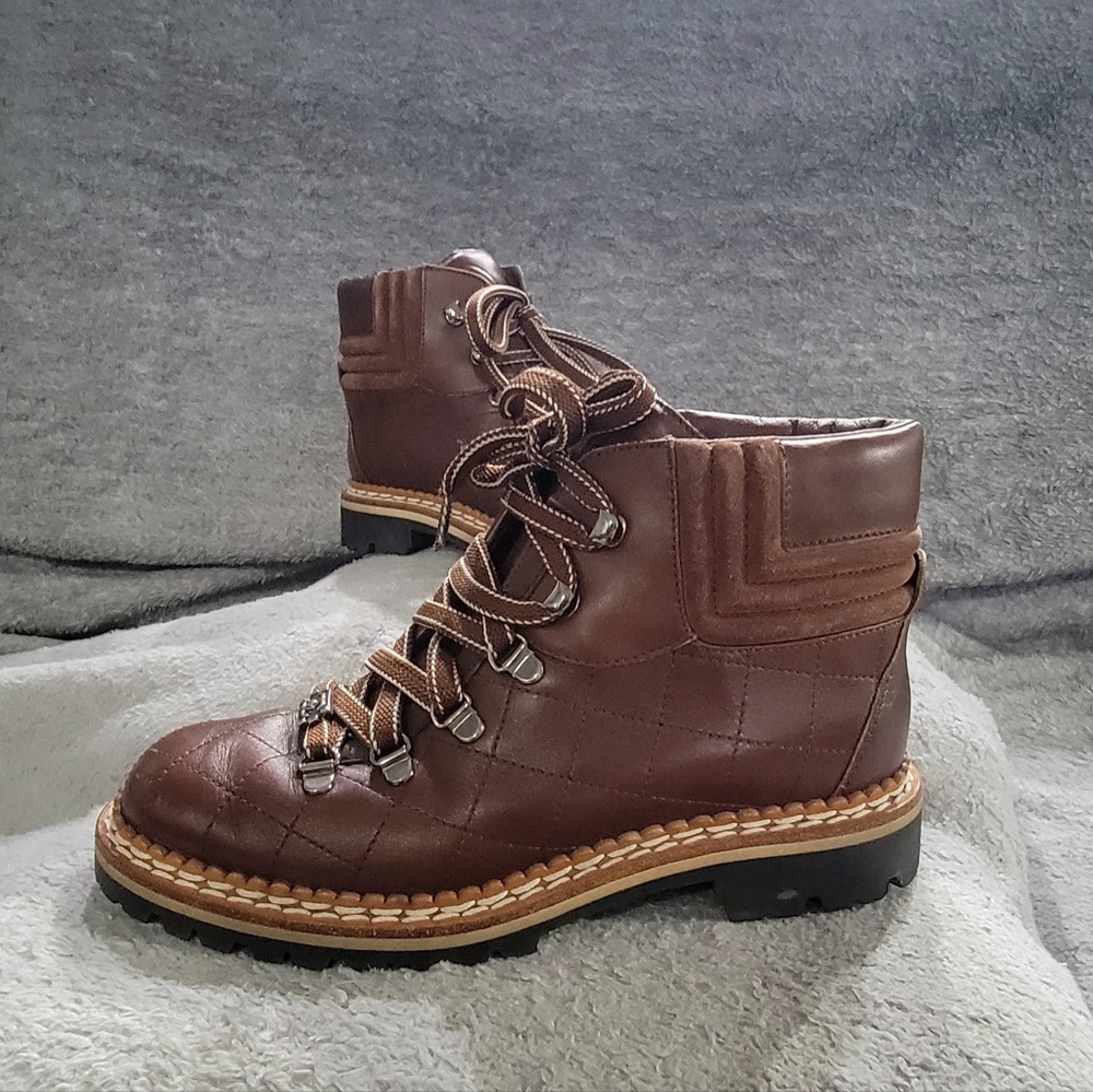 CHANEL women's CC interlocking leather combat boots